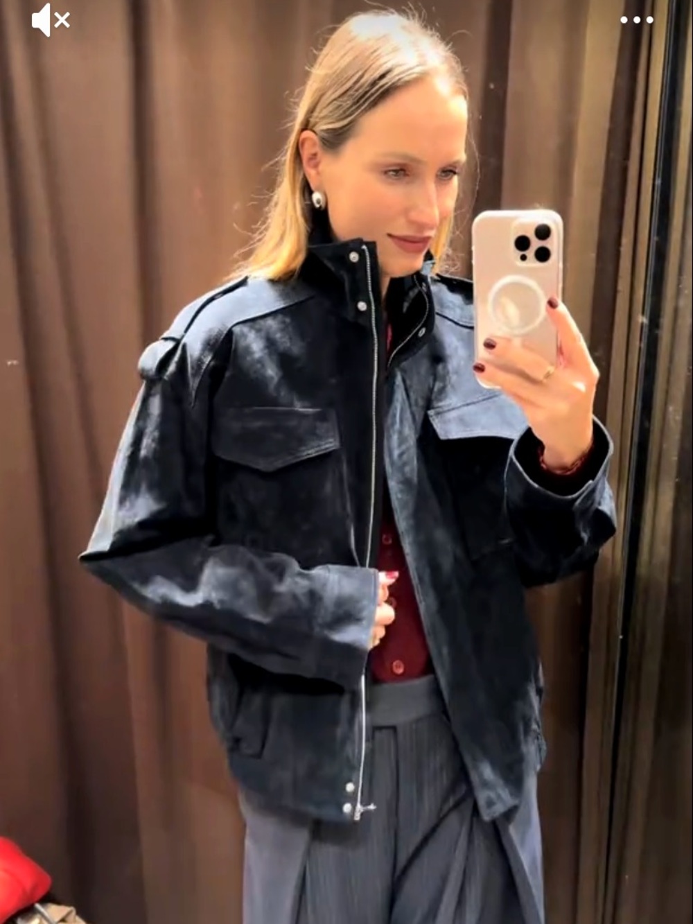 Zara 100% Suede Leather Pocket Jacket NWT - Picture 3 of 16